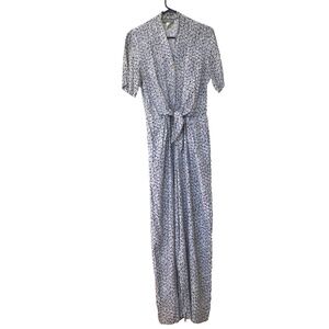 Vintage 80s Carol Anderson Jumpsuit Boho Tiny Flowers Floral Size 8 Blue Black